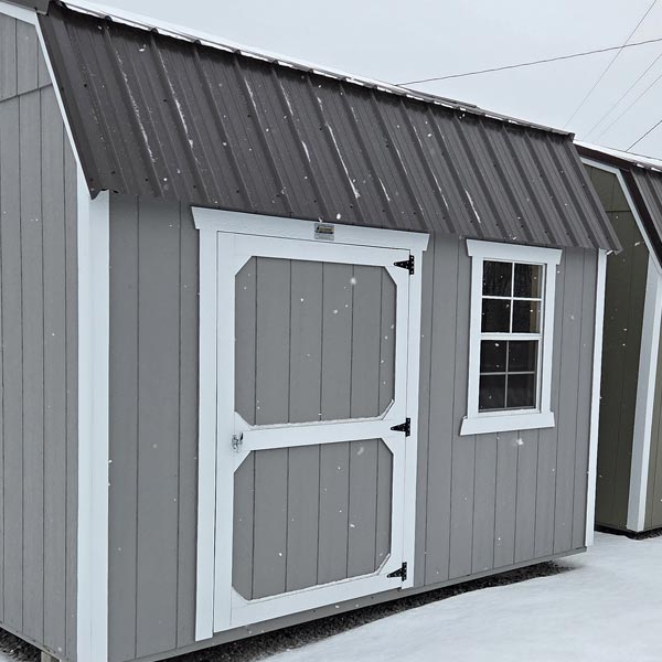 8X12 Side Lofted Barn (Gray with window) 8X12 Side Lofted Barn (Gray with window)