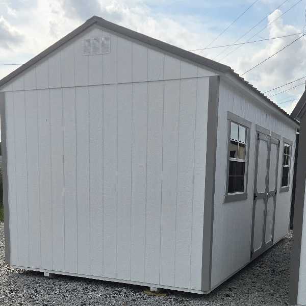 10×20 Side utility building white w Gray trim and roof 10x20 Side utility building white w Gray trim and roof