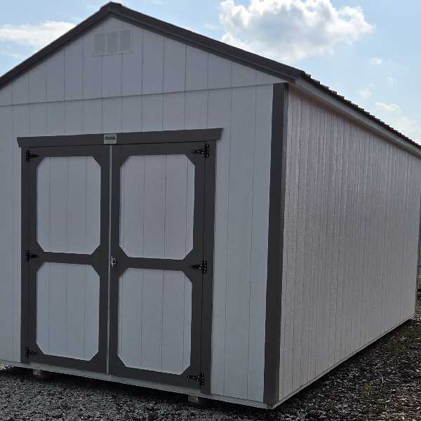 10×20 Utility building white w Gray trim and roof no windows 10x20 Utility building white w Gray trim and roof no windows